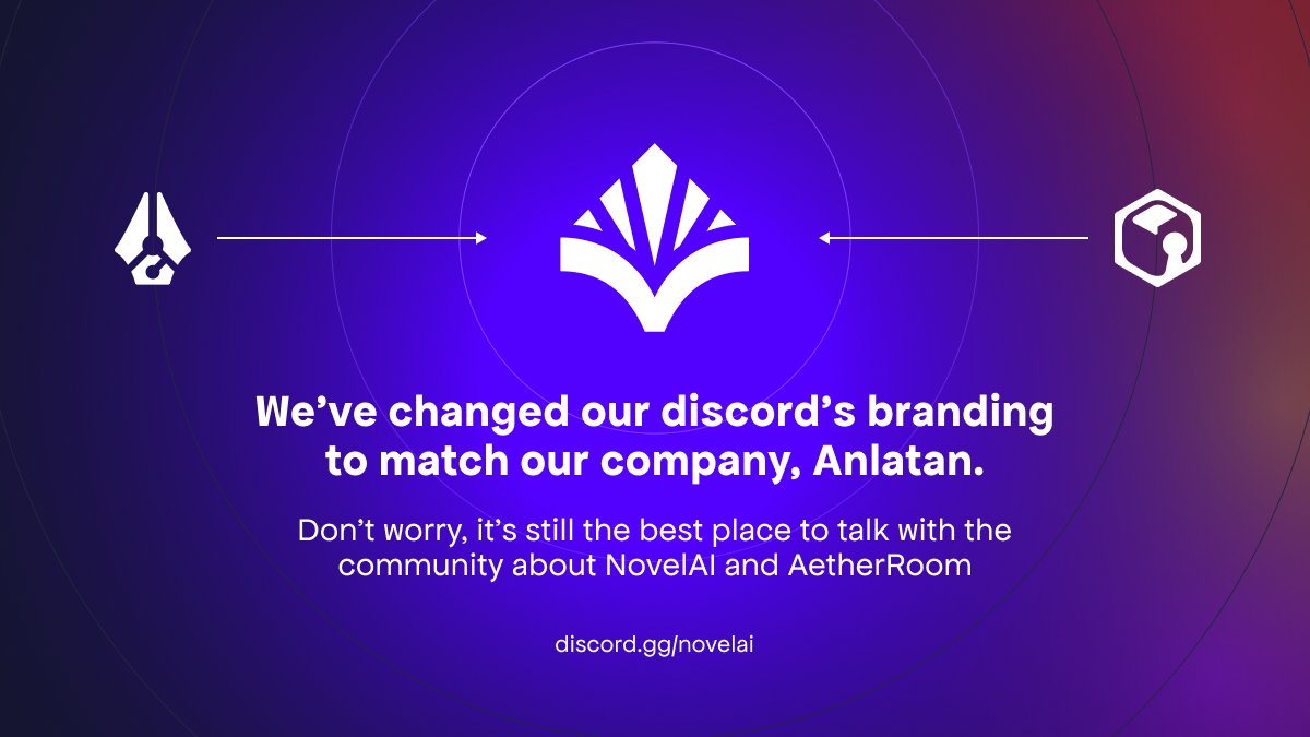 novelaiofficial's tweet image. We are proud to announce that our Discord server discord.gg/novelai has been rebranded as the company-branded Anlatan server, expanding its scope beyond just NovelAI-related discussions. Providing a community for all Anlatan products and services, such as the upcoming…