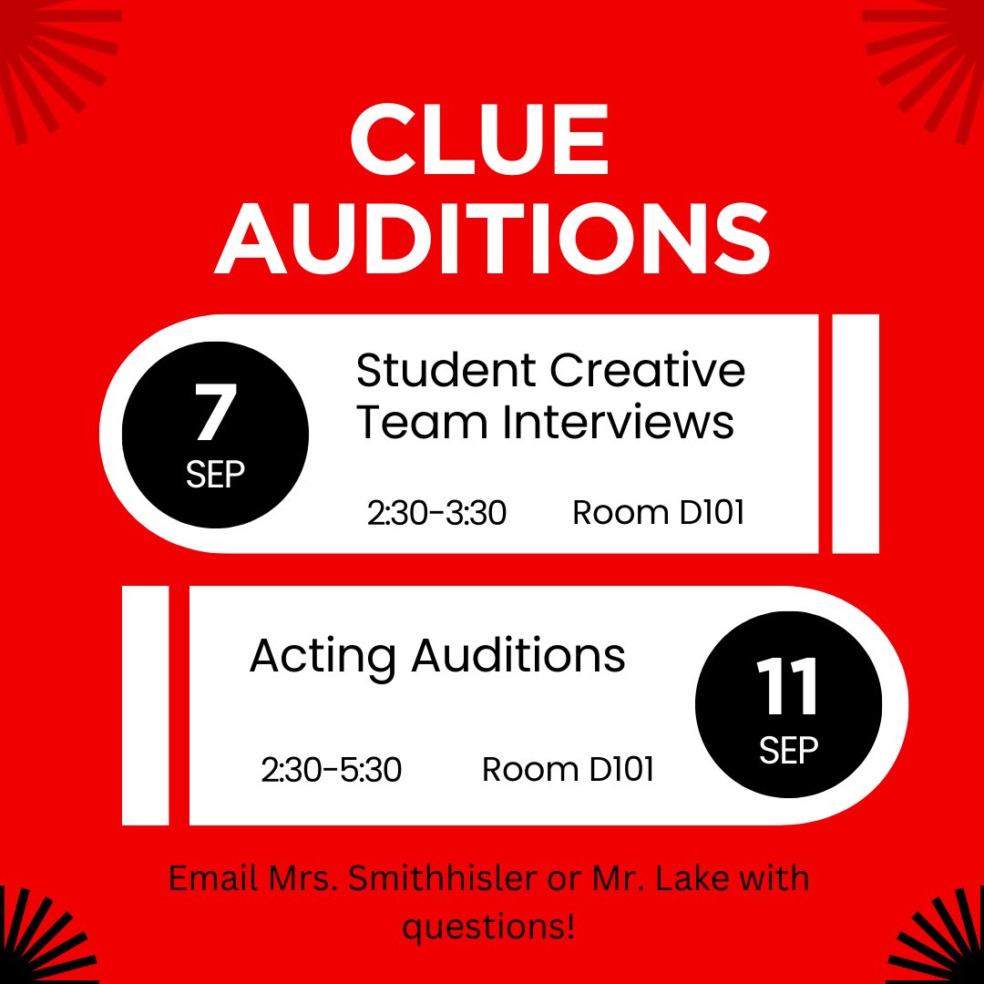 Interested in auditioning for the fall play? Interviews for student director and stage manager are tomorrow, September 7! 🎭🎟️Acting auditions are next week on September 11. Break a leg, Lancers!🎬 <a href="/MichaelDillman/">Dr. Michael Dillman</a> @LHSDramaFCPS
