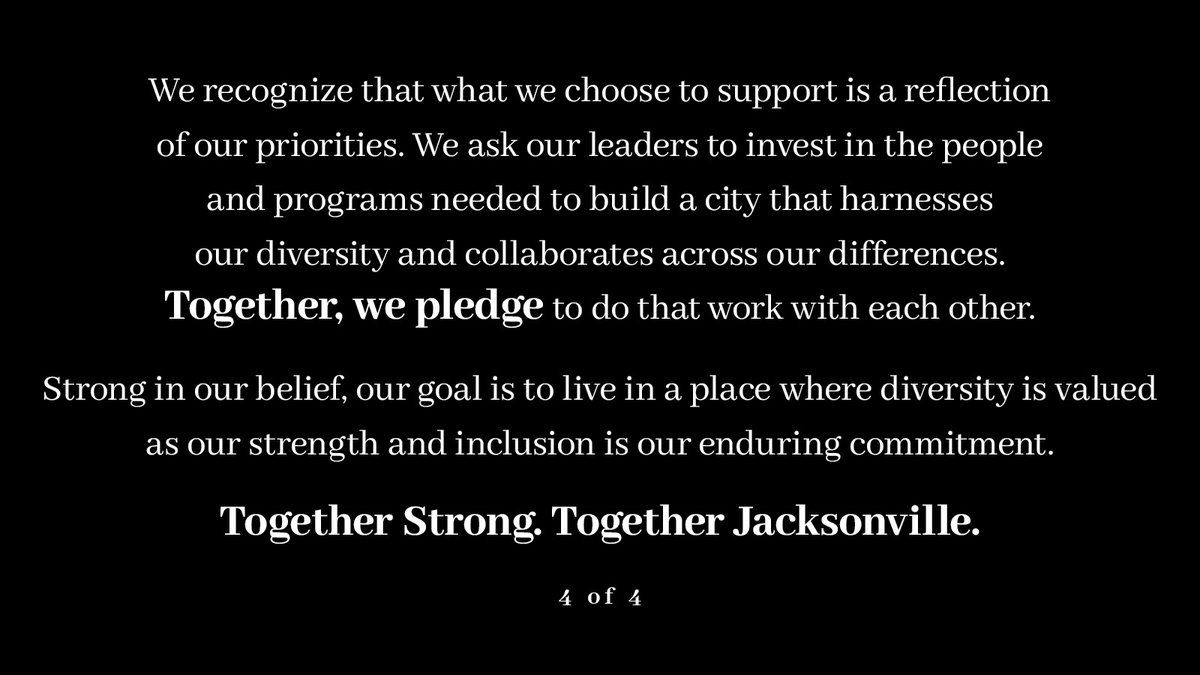 NewsfromJEA's tweet photo. We stand in solidarity with our fellow organizations listed to condemn all hate and biases –and are committed to working toward concrete solutions that will heal and move our city forward.

View statement supporters here: https://t.co/5ZZjyPH9nS https://t.co/80qKMzC1Kc