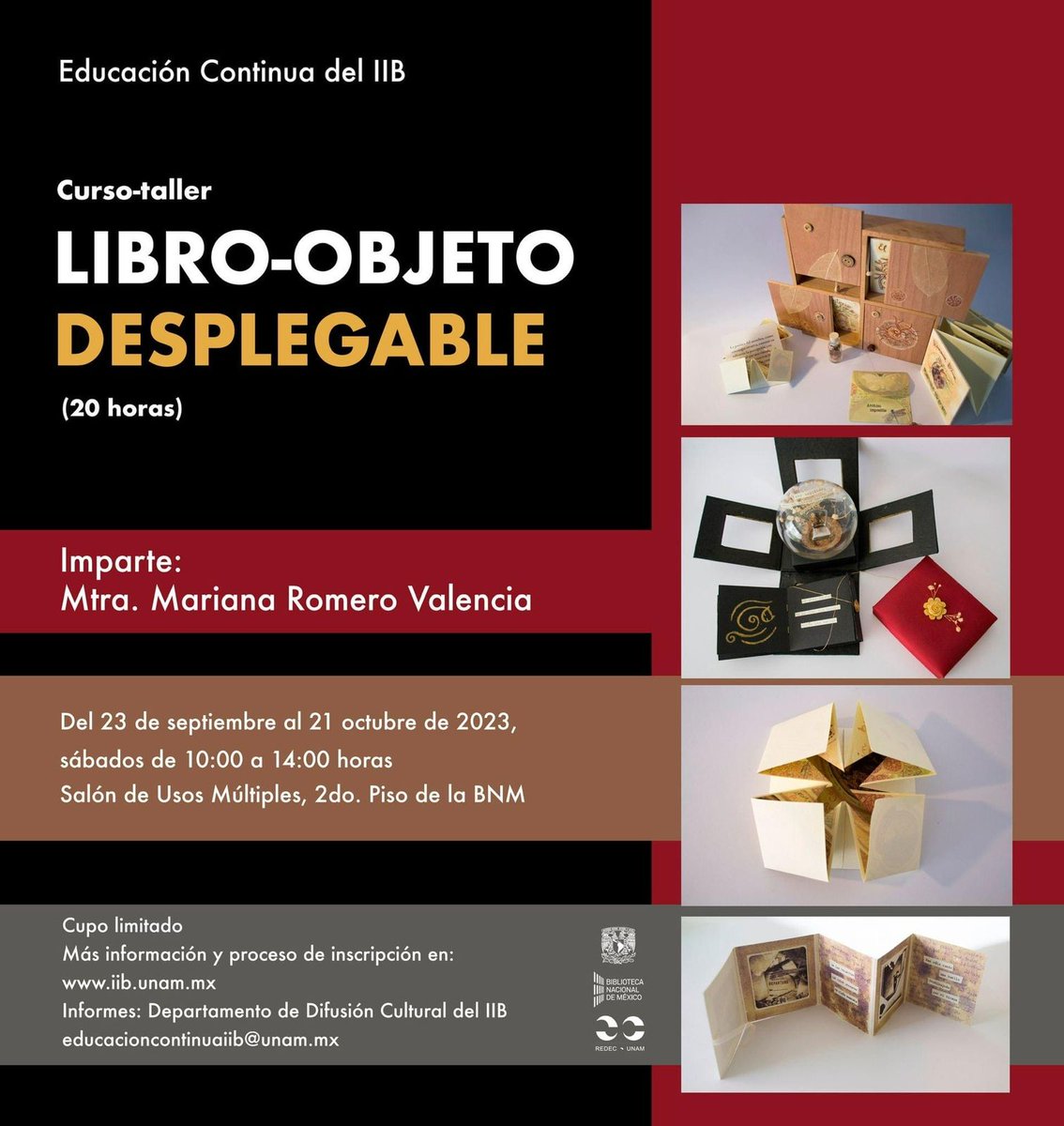 bib_fadacademia's tweet photo. #LibroObjeto #LibroDesplegable #curso #Taller
@bibliotecasUNAM
@IIBUNAM @UNAMFAD
@cenartmx @educontinuafad
@cenidiap_inbal
Mayor información en https://t.co/yV9wq9y3Uh https://t.co/uOZQa2mDyO
