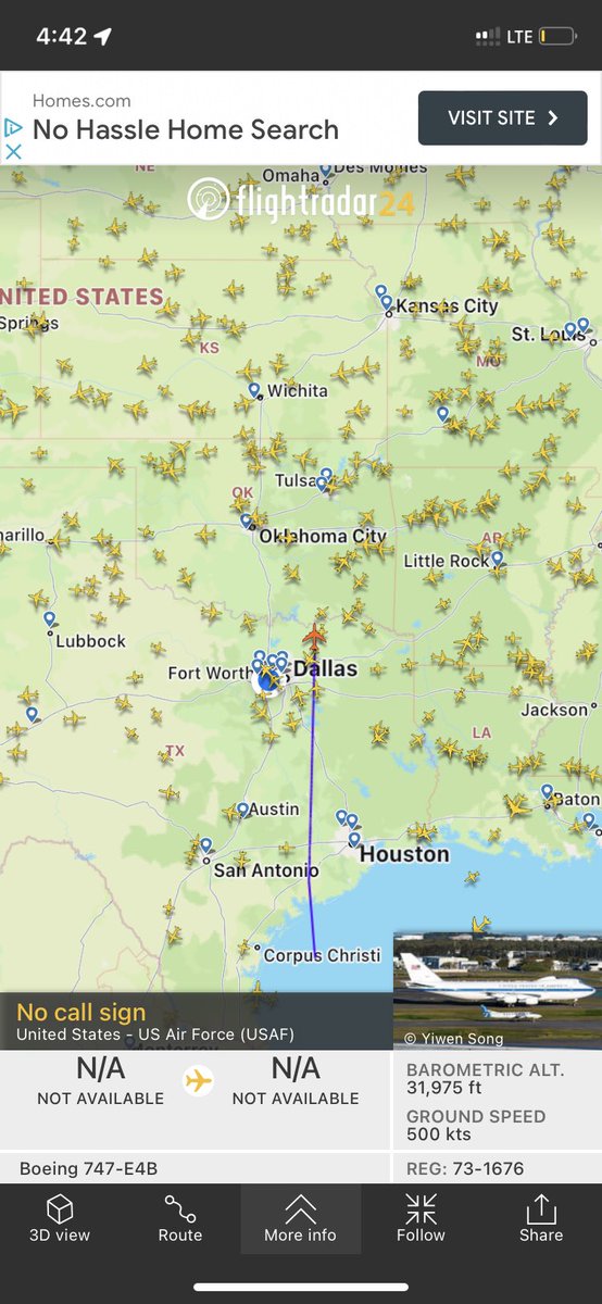 artistinaspen's tweet image. .#avgeeks What’s this US @airforce 747 doing north of Dallas coming from ?   

Did @POTUS Biden get lost again? #avgeek #txpolitics #MIC