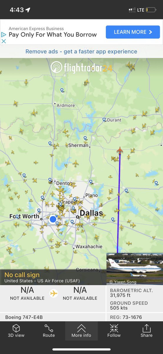 artistinaspen's tweet image. .#avgeeks What’s this US @airforce 747 doing north of Dallas coming from ?   

Did @POTUS Biden get lost again? #avgeek #txpolitics #MIC