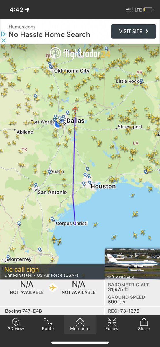 artistinaspen's tweet image. .#avgeeks What’s this US @airforce 747 doing north of Dallas coming from ?   

Did @POTUS Biden get lost again? #avgeek #txpolitics #MIC