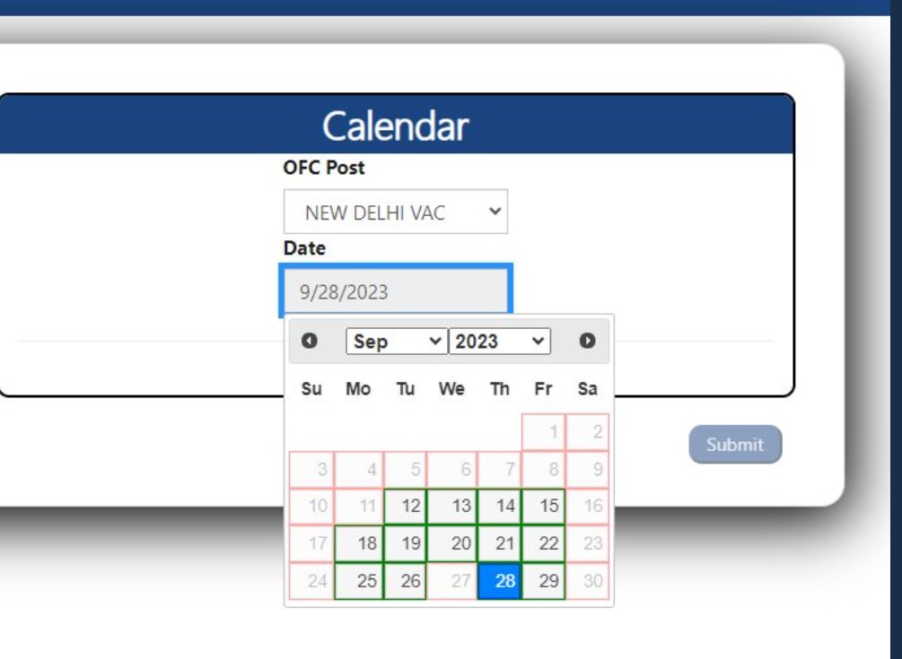 HiteshChhillar5's tweet image. @vfsglobalcare @VFSGlobal: I've been attempting to schedule a US visa OFC appointment in New Delhi. While I see availability for September 2023, selecting those dates results in an error popup.