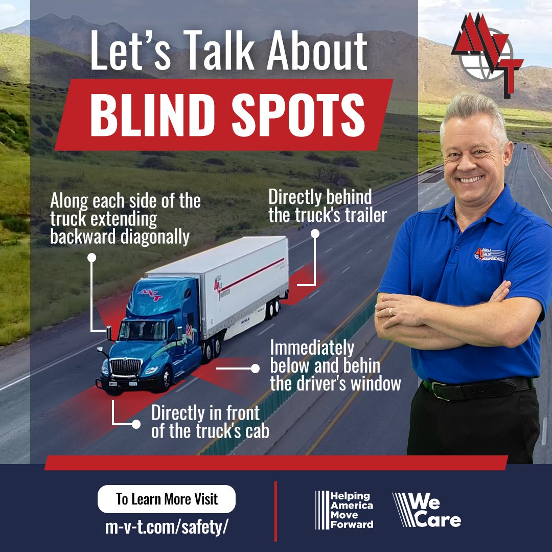 MVTServices's tweet image. 🚛Stay Safe on the Road with MVT!🛣️

Truckers, safety is a team effort. Mind those blind spots and let's make every journey safe!💪

#DriveForMVT #SafetyFirst #ShareTheRoad