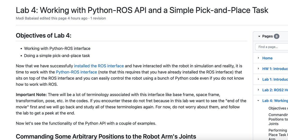 madibabaiasl's tweet image. The new lab tutorial is updated in the Modern Robotics I's wiki
github.com/madibabaiasl/m…
Note: Those who do not have the physical robot can still follow the labs in the simulation!
#ros #robotics #modernrobotics #manipulators #pickandplace
