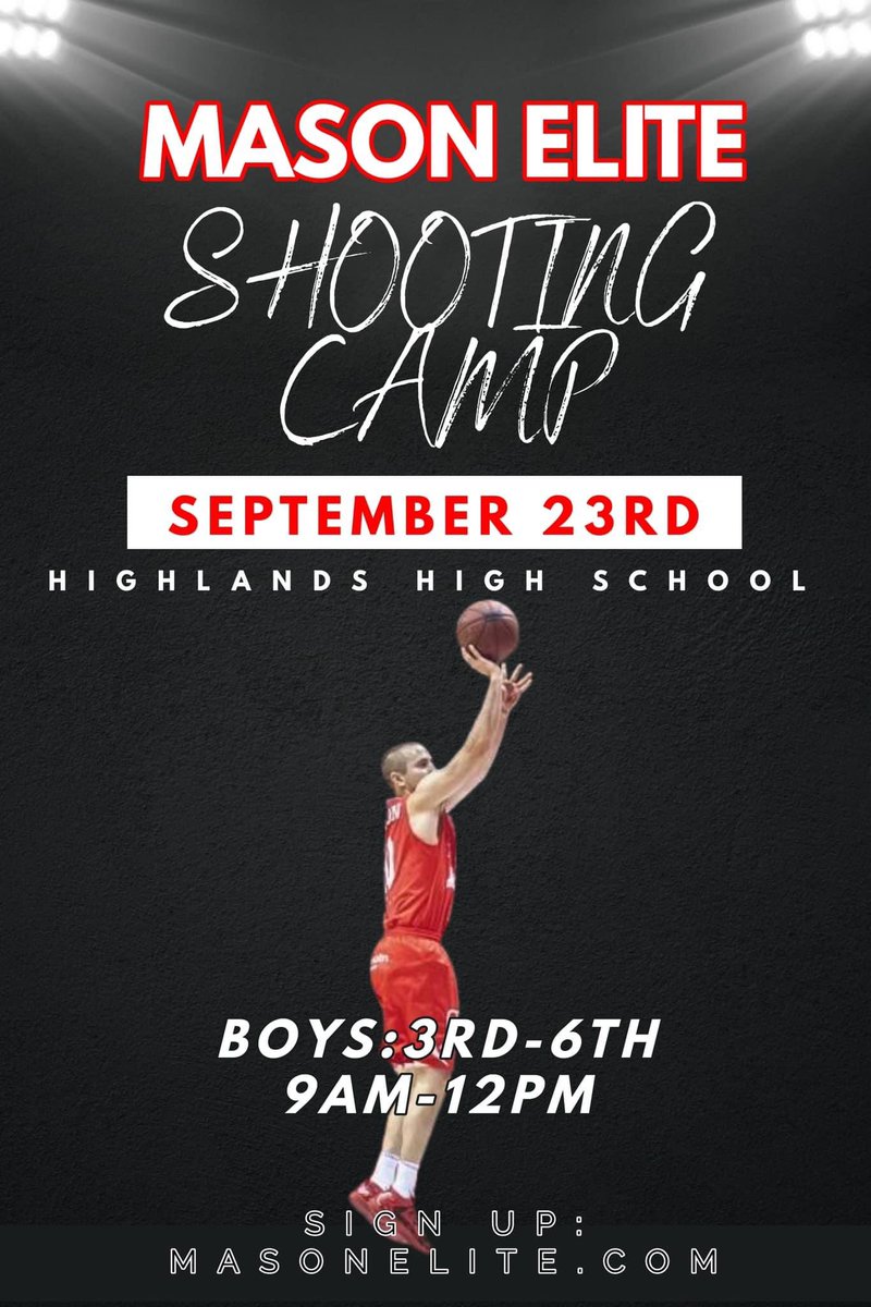Mason Elite Basketball (@_masonelite) on Twitter photo 3 WEEKS AWAY from our 3-6th Grade Boys Shooting Camp at <a href="/HighlandsHoops/">HighlandsHoops</a> ‼️ Share to any motivated hoopers in the PGH are who want to improve their shooting skills!
masonelite.com/boys-shooting-… 3 WEEKS AWAY from our 3-6th Grade Boys Shooting Camp at <a href="/HighlandsHoops/">HighlandsHoops</a> ‼️ Share to any motivated hoopers in the PGH are who want to improve their shooting skills!
masonelite.com/boys-shooting-…
