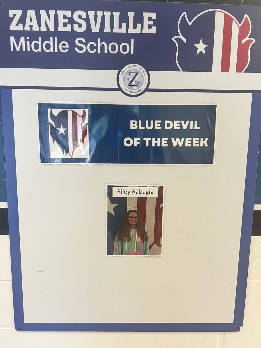 PrincipalZMS's tweet photo. Congratulations to this week's #BlueDevilOfTheWeek Riley Rabagia. When another student was in need, Riley stepped up without hesitation and without being asked! Thank you Riley and we are proud of you! https://t.co/d4MsASWF9v