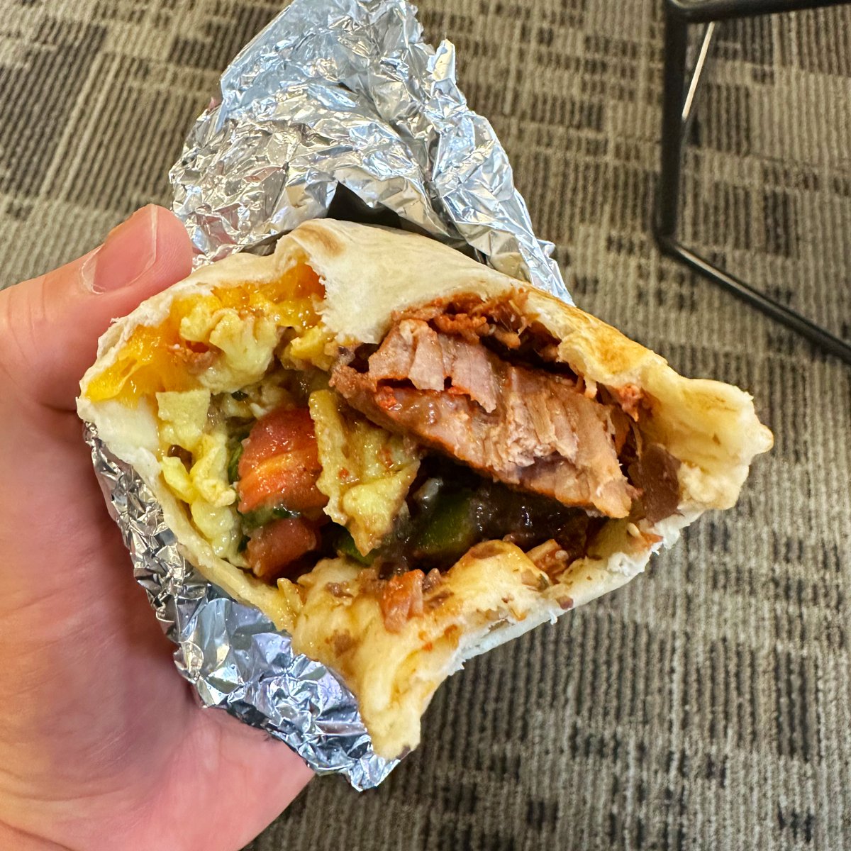 Tarek_Fattal's tweet photo. While in Spokane, had to have a breakfast burrito. Thanks to @Grayson5_, I had this delicious burrito with pork in it from Taco Vado. Very, very good. https://t.co/jEWvXcrBdo