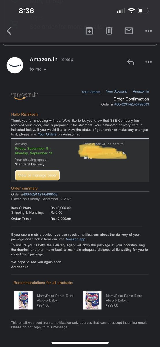 rishipatil9's tweet photo. @AmazonHelp 
Order got cancelled without any intimation.
Don’t give fake hopes and how should we trust on such unprofessional behaviour.
Now product overpriced.
@jagograhakjago @ConsumerReports https://t.co/znycEQC6hR