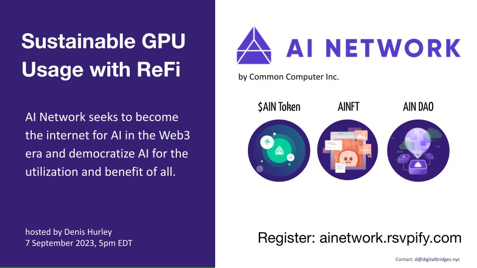 DenisHurley's tweet photo. AI Network increases the accessibility of GPUs while minimizing their environmental impact.
Join our online presentation tomorrow. 
https://t.co/B3LAOHe8hS https://t.co/e3FB5lzMjk