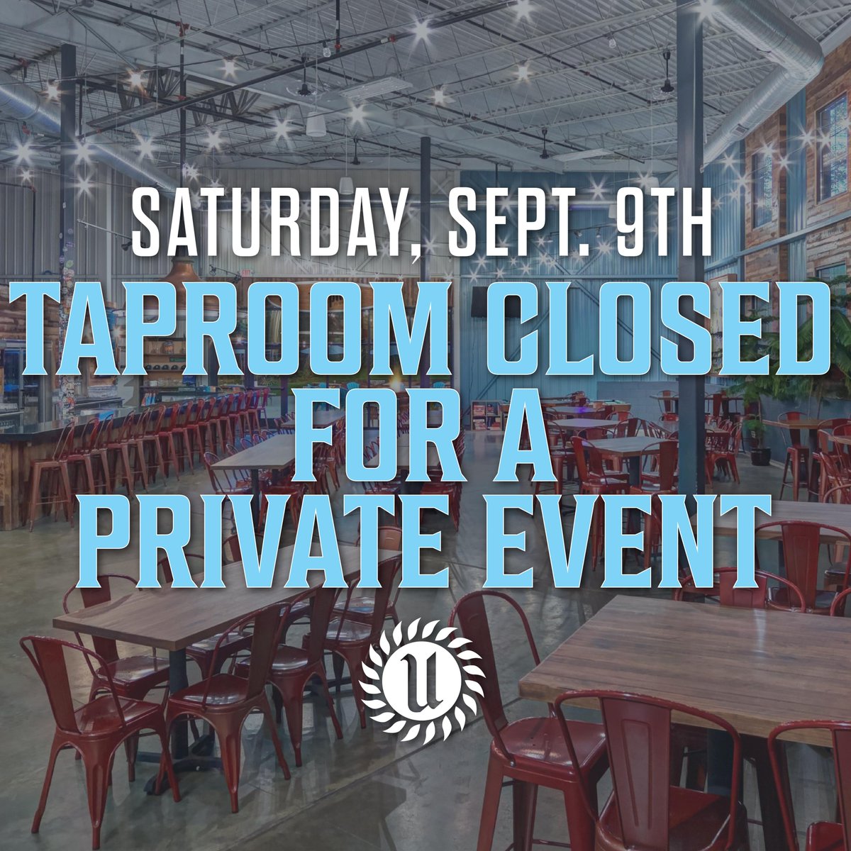 ❗❗This Saturday we will be CLOSED for a Private Event!❗❗ We will be back open the following Sunday at regular hours. We apologize for any inconvenience. Cheers! 🍻