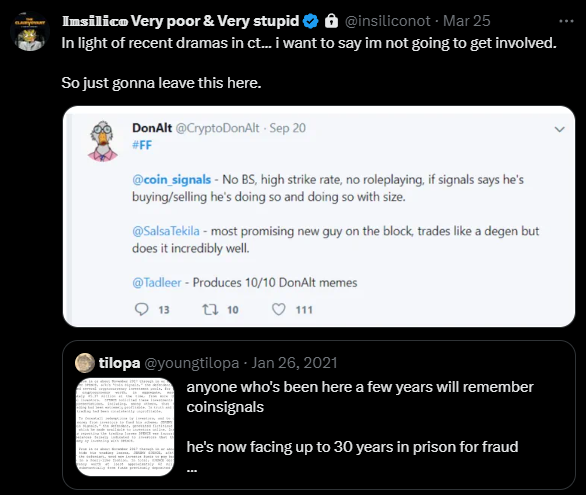 Topsignalcrypto's tweet photo. @donalt Every influencer on CT is grifting, including you https://t.co/xfvM91jMbF
