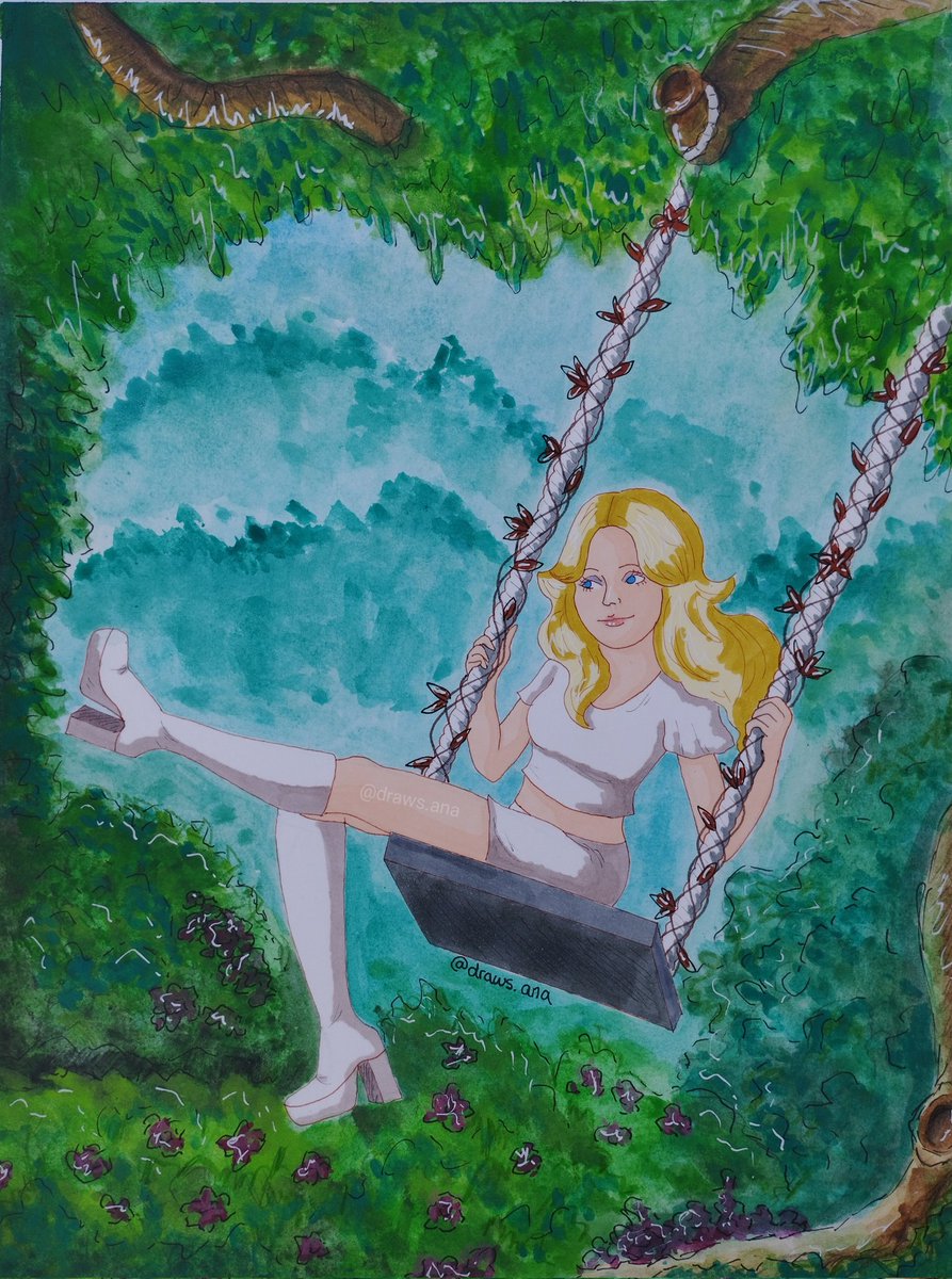 abbaspain4's tweet photo. I made my version of the famous painting 'The swing' inspired by Agnetha's new video 💗 @thisisagnetha https://t.co/lqXolu6iyC