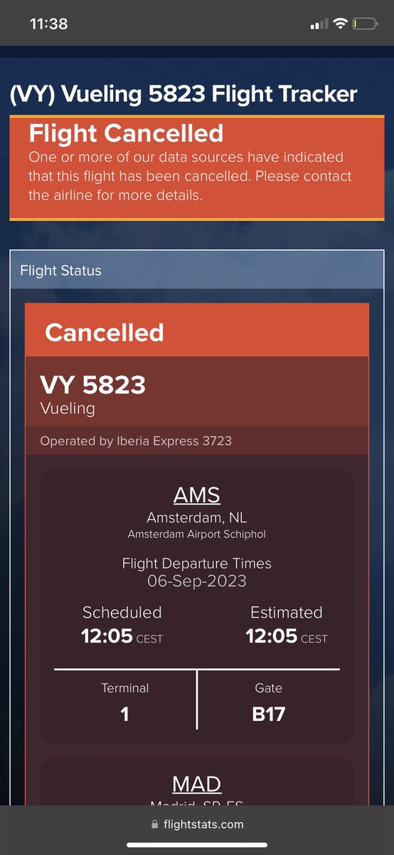 MaferGPrendes's tweet photo. @vueling vuelo cancelado y ustedes no me han ofrecido ninguna alternativa de vuelo!!! ¿A qué hora? Ni siquiera un mail!!! #vueling https://t.co/ef5K9lXlg3