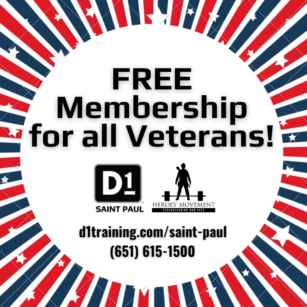 d1saintpaul's tweet photo. 𝐂𝐀𝐋𝐋𝐈𝐍𝐆 𝐀𝐋𝐋 𝐕𝐄𝐓𝐄𝐑𝐀𝐍𝐒!!!

Now is your chance to get fit with D1 at no cost! That's right...it will cost you NOTHING to come to our group workouts. 

Click https://t.co/ag1hpYkz8e for more info.

There is no "catch" or fine print--it's 𝟭𝟬𝟬% 𝗙𝗥𝗘𝗘! https://t.co/Bhp83sv2zM