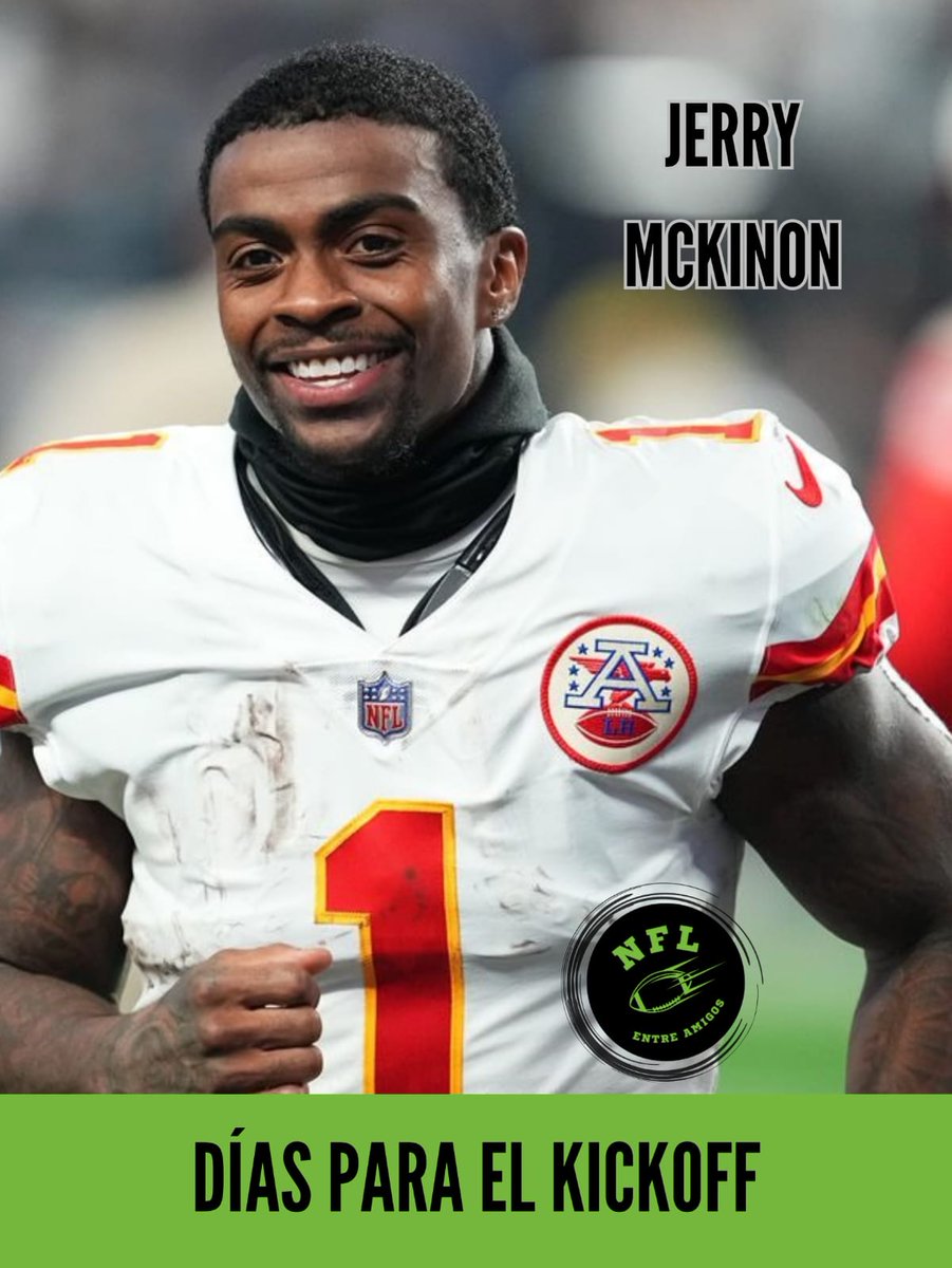 nflentreamigos's tweet photo. El RB Jerick McKinnon de los campeones del super bowl los @Chiefs nos recuerda que ya solo falta 1 día para el kickoff de la NFL.
#ChiefsKingdom 
#Kickoff2023 
#nflentreamigos https://t.co/jdYY6bJwW2