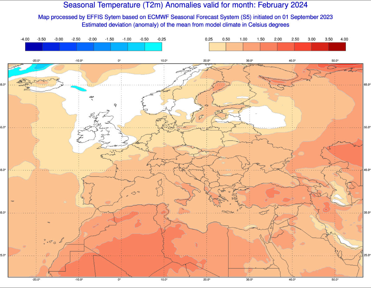 Het ECMWF Effis longterm (season) forecast model berekent net als de vorige prognose (1 augustus j.l.) opnieuw een zachte #winter voor grote delen van Europa. Maar ja, hadden we anders verwacht ?? (afgezien van mijn buikgevoel)