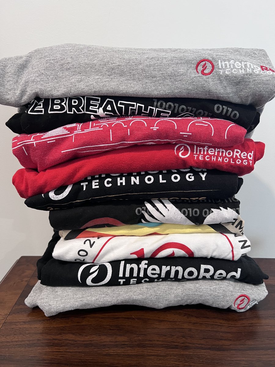 10+ years of branded t-shirts gives new meaning to the term "tech stack" 😂🔥 #corporateswag