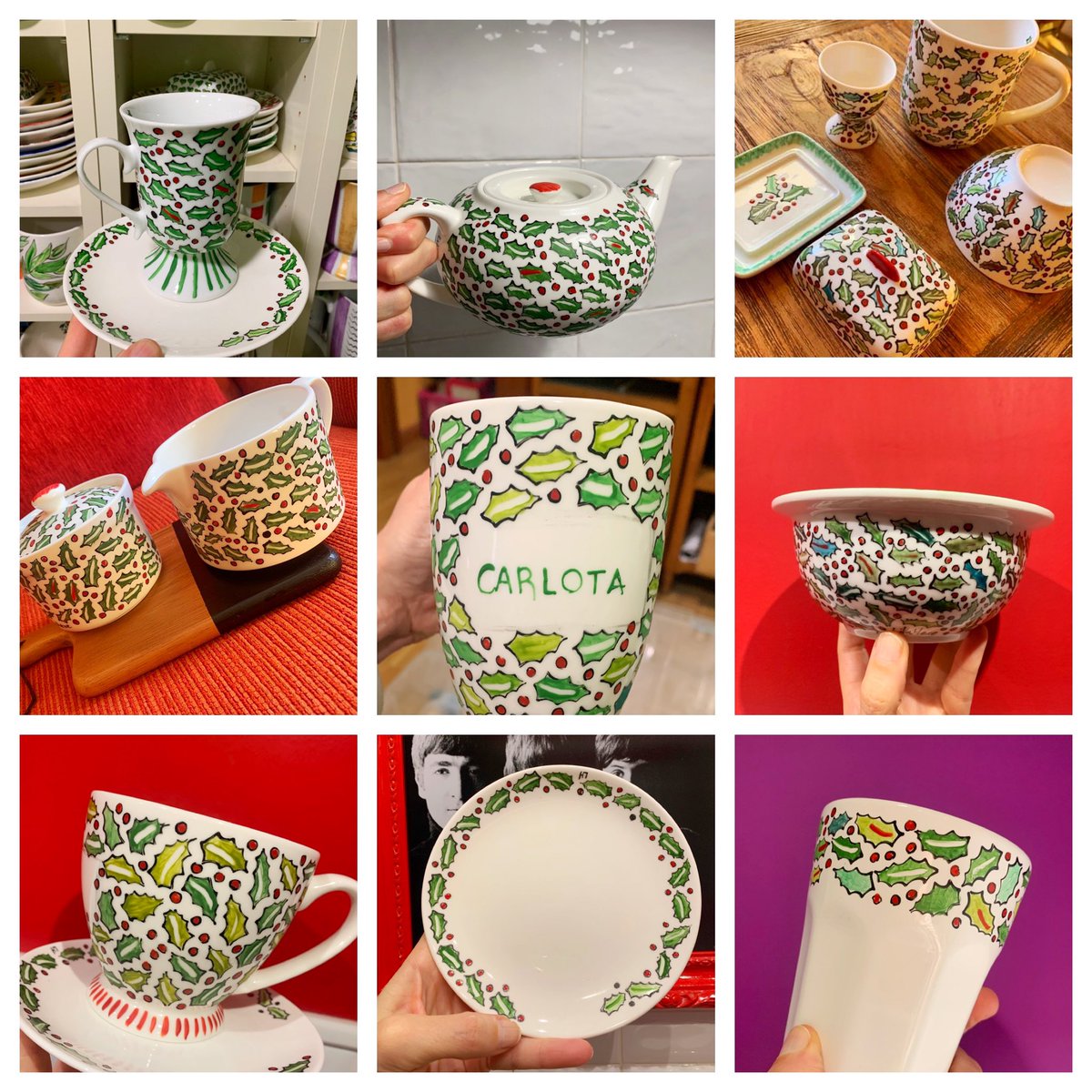 Llegan los acebos. Todo se puede personalizar. #regaloschulos pintandoplatos.lilahexe.es/2018/05/conjun…