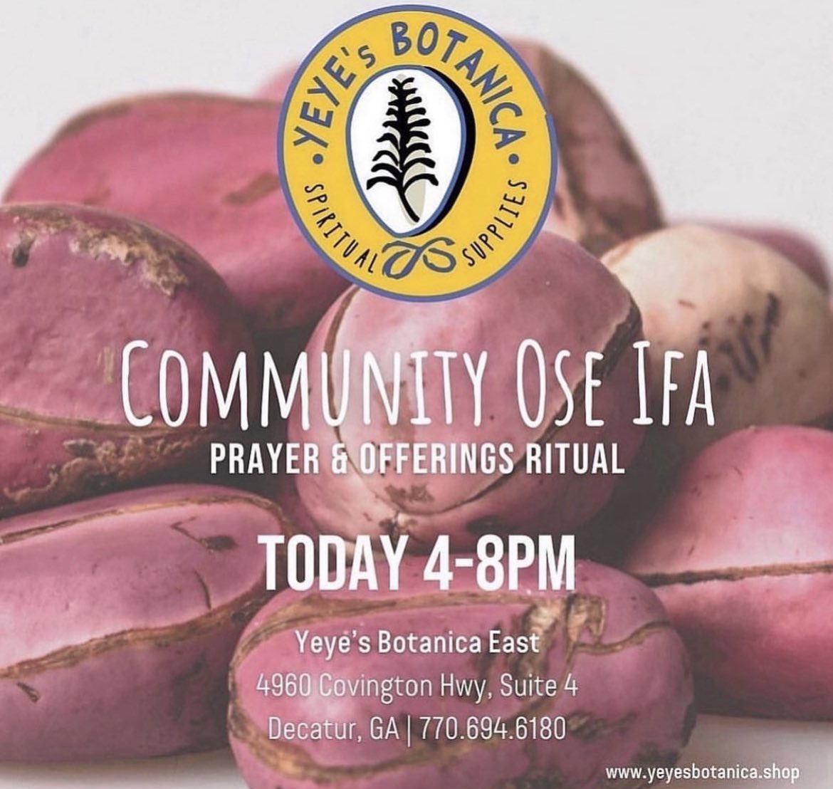 BabaFalaje's tweet photo. Aku Ose Ifa , Osun , Aje , Egbe , Yemoja Ati Olokun 

Today I Will Be Making Ose Ifa. Communal Ifa Prayer will take place  @YeyesBotanica 
Yeye’s Botanica Decatur 
4960 Covington Hwy 
From 4-7Pm | DM For More Information 💚‼️

#ifa #ifaatlanta #orisa #16oduifa https://t.co/hwojz6gVZ2