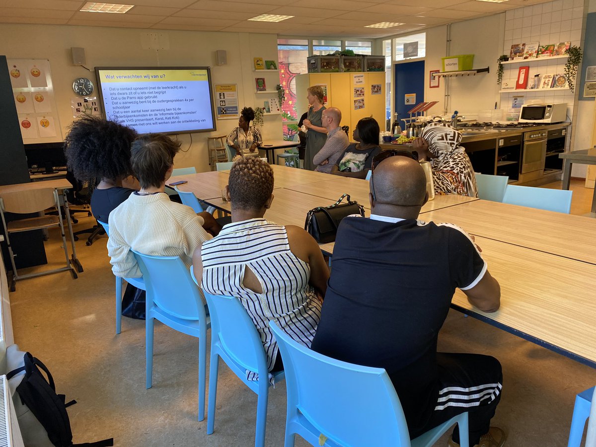 Deze week weer begonnen op de <a href="/VanHouteschool/">Van Houteschool</a> Wat fijn om iedereen weer te zien: leerlingen én ouders/verzorgers! Vanochtend ook kennis gemaakt met de opvoeders van onze nieuwe leerlingen in een hele fijne kennismakingsbijeenkomst #goeiestart #educatiefpartnerschap #teamwork