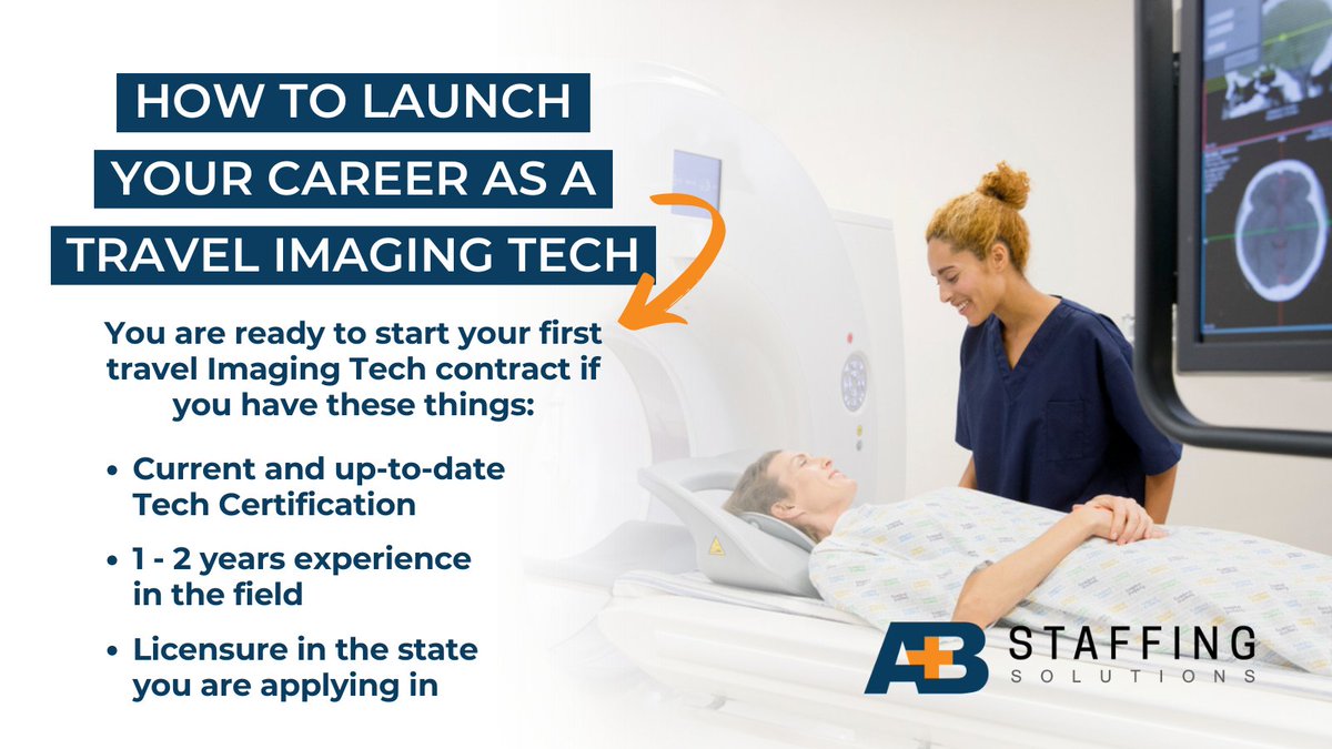 ABStaffing's tweet photo. There are facilities nationwide looking to fill spots for Imaging Technicians. Head to our blog to find out the steps it takes to become a travel imaging tech!
https://t.co/yoMlAP1PrT

#AlliedHealth #AlliedHealthJobs #HealthcareJobs #TravelHealthcare https://t.co/maFX3BV6h7