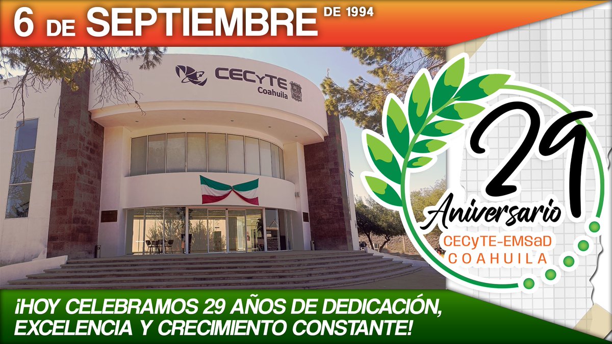 ¡Hoy, en el CECyTE EMSaD Coahuila, celebramos 29 años de iluminar mentes y construir futuros brillantes! 📚👩‍🏫👨‍🏫

En estos 29 años de éxito, queremos rendir homenaje a nuestro personal docente, administrativo, directivo, manual y de apoyo, quienes han sido los pilares de nuestra