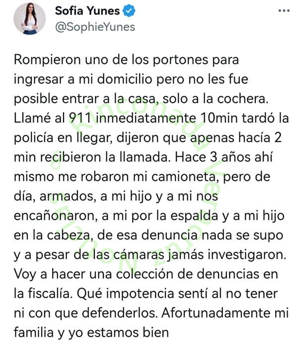 Intento de asalto a Sofía Yunes
📷
La política veracruzana Sofía Yunes excandidata a diputada por Movimiento ciudadano,  fue víctima de un intento de robo con violencia en su domicilio, en la zona de la Riviera Veracruzana
#intentodeasalto #Veracruz #SofiaYunes