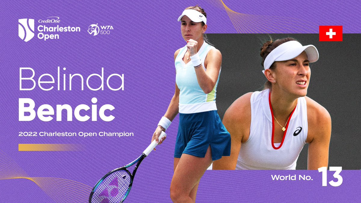Belinda 🤝 Charleston 2022 #CharlestonOpen champion @belindabencic is heading to the #Lowcountry to compete for the eighth time. Join us March 30 - April 7 at the @creditonestad to watch the Olympic Gold Medalist in action. 🔥