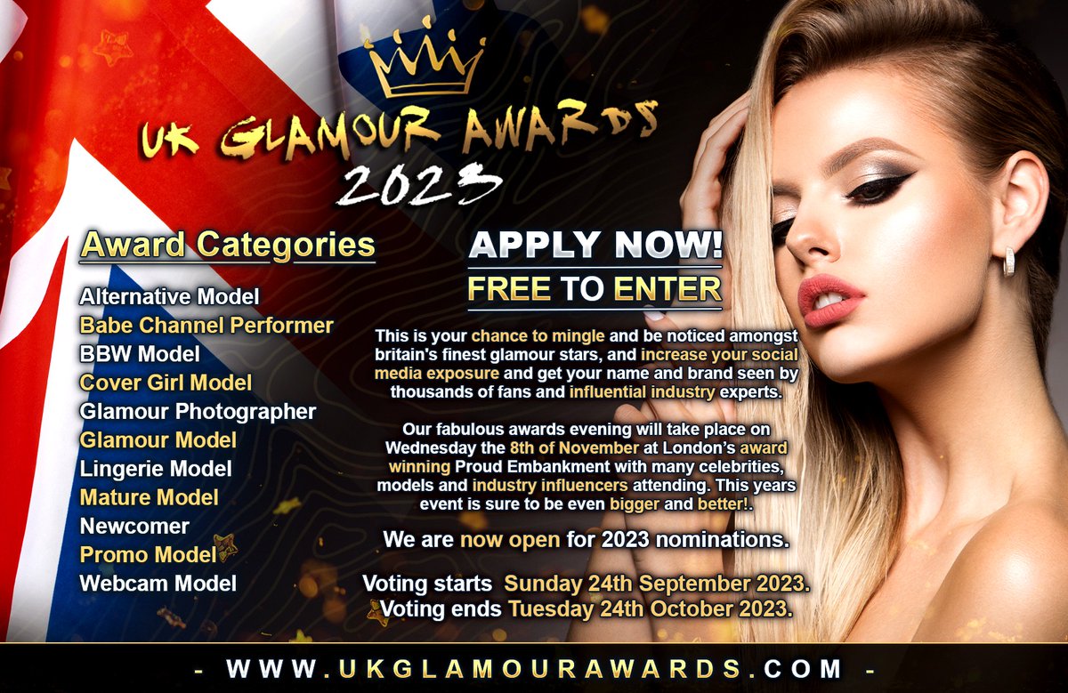 Application (APPLY NOW) Ukglamourawards.com For (tickets & tables) proudlate.com/event-details/… #ukglamourmodel #glamour #ukglamourawards #glamourphotography #glamourshots And for sponsorship Info@ukglamourawards.com