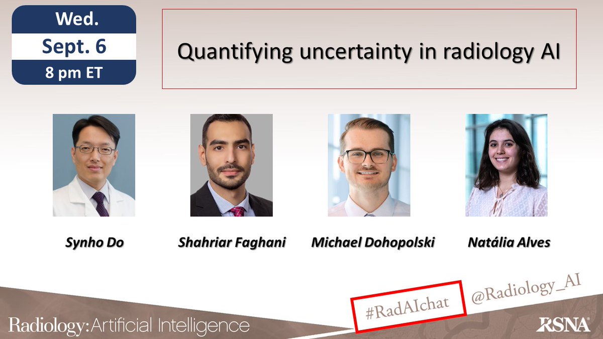 We all know that no AI algorithm will work for every single patient. But what if there was a way to know which cases AI will perform well and which cases it's most likely giving a wrong prediction? Curious? Join our #RadAIchat tonight to find out more!