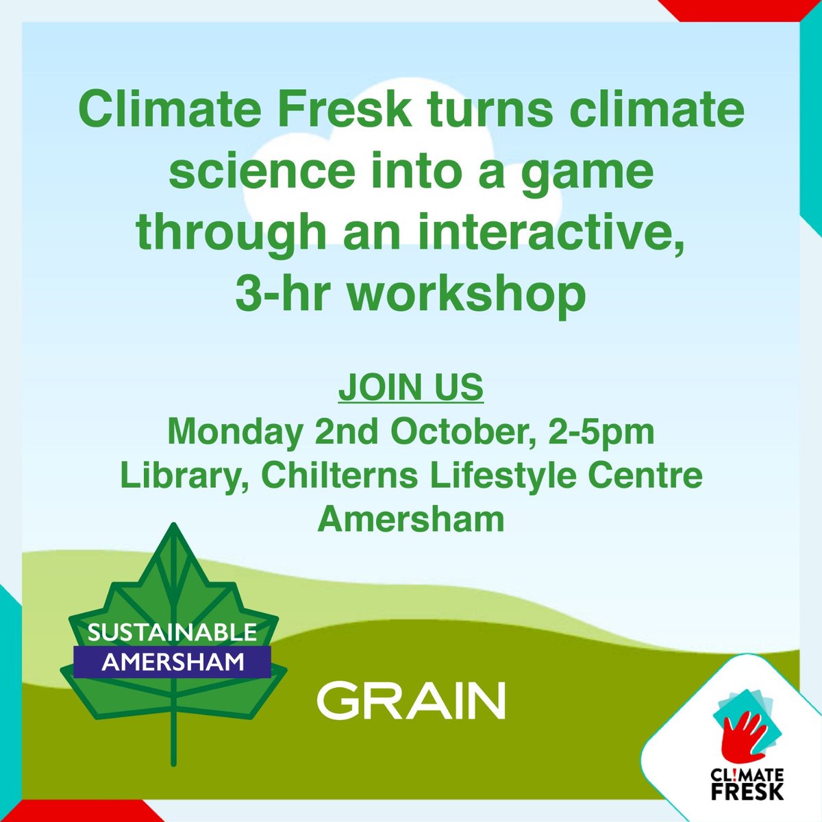 Have you heard of #ClimateFresk? It's a collaborative workshop outlining key climate issues for climate action. Join us! #SustainableAmersham
association.climatefresk.org/training_sessi…