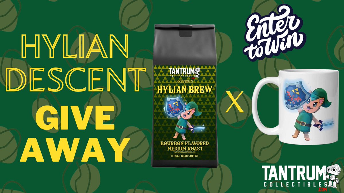 tantrummerch's tweet photo. 🎉✨ GIVEAWAY ALERT! 🎉✨
Calling all coffee-loving heroes of @Hyliandescent☕⚔️ We're giving away a Hylian Coffee and coffee mug!  
Follow us on Twitter &amp; Discord &amp; Re-Tweet, for points to win! Click here to enter 👇
https://t.co/JPIQgursas https://t.co/HFOa46E99d