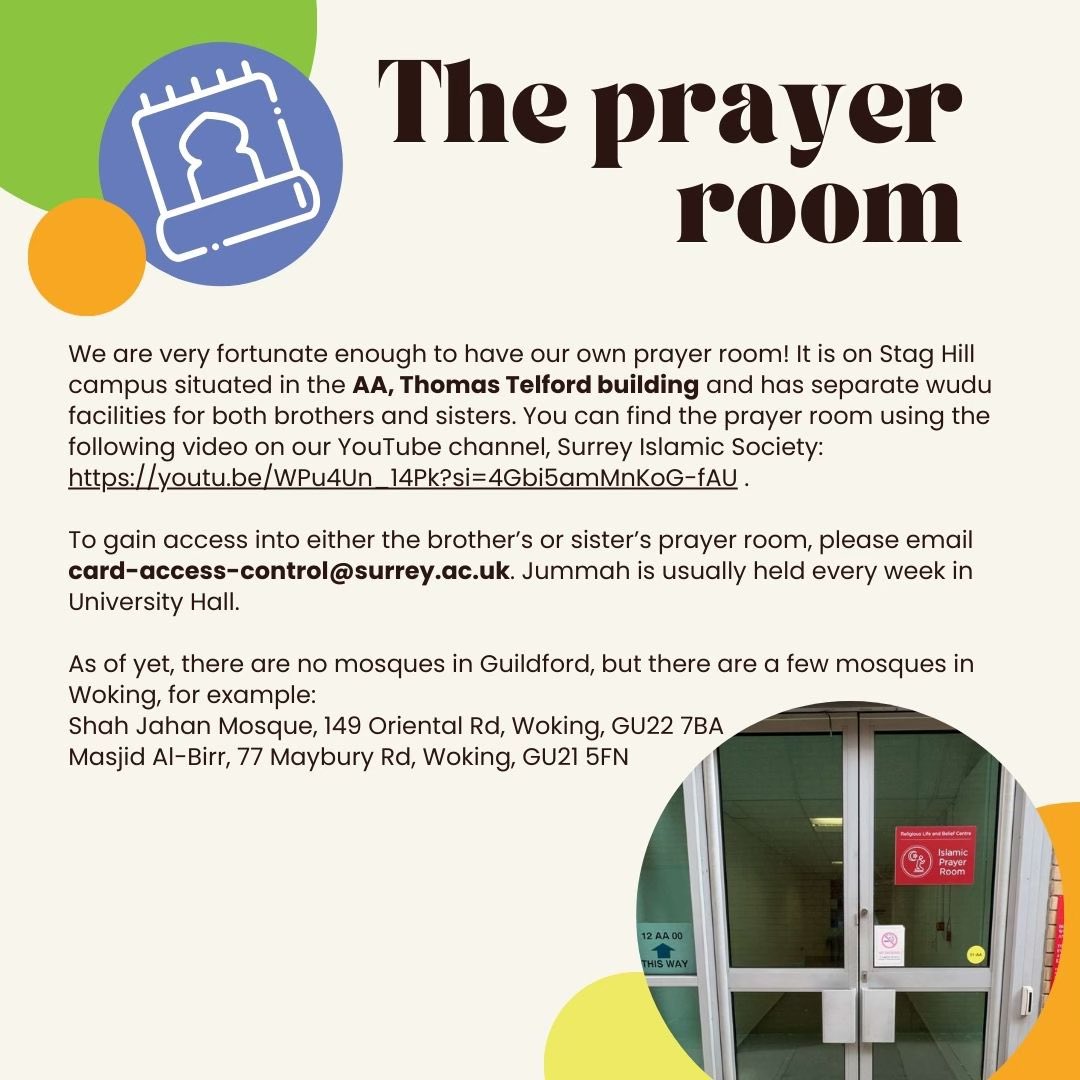 surreyisoc's tweet photo. Keep this post close as you learn the path to the prayer room, get to grips with the Halal spots in Guildford, learn duas that will assist you with your academic life (and life in general) and look forward to the years’ upcoming events! https://t.co/QDNBGl6sJD
