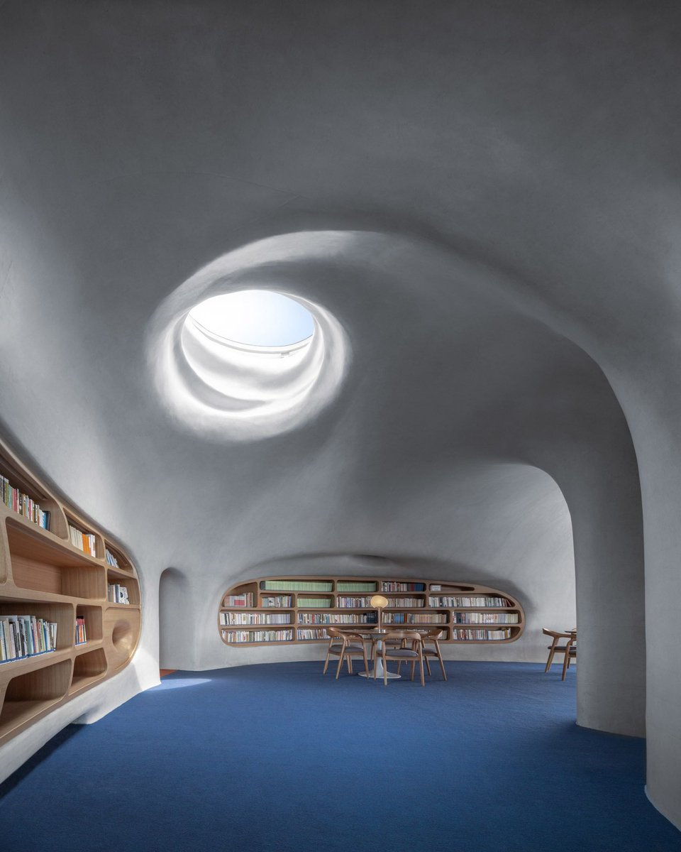 designdocument's tweet photo. "Wormhole" Organic Architecture Library in Haikou, China by Ma Yansong 📖🤍 https://t.co/Uv6WyHOwtZ