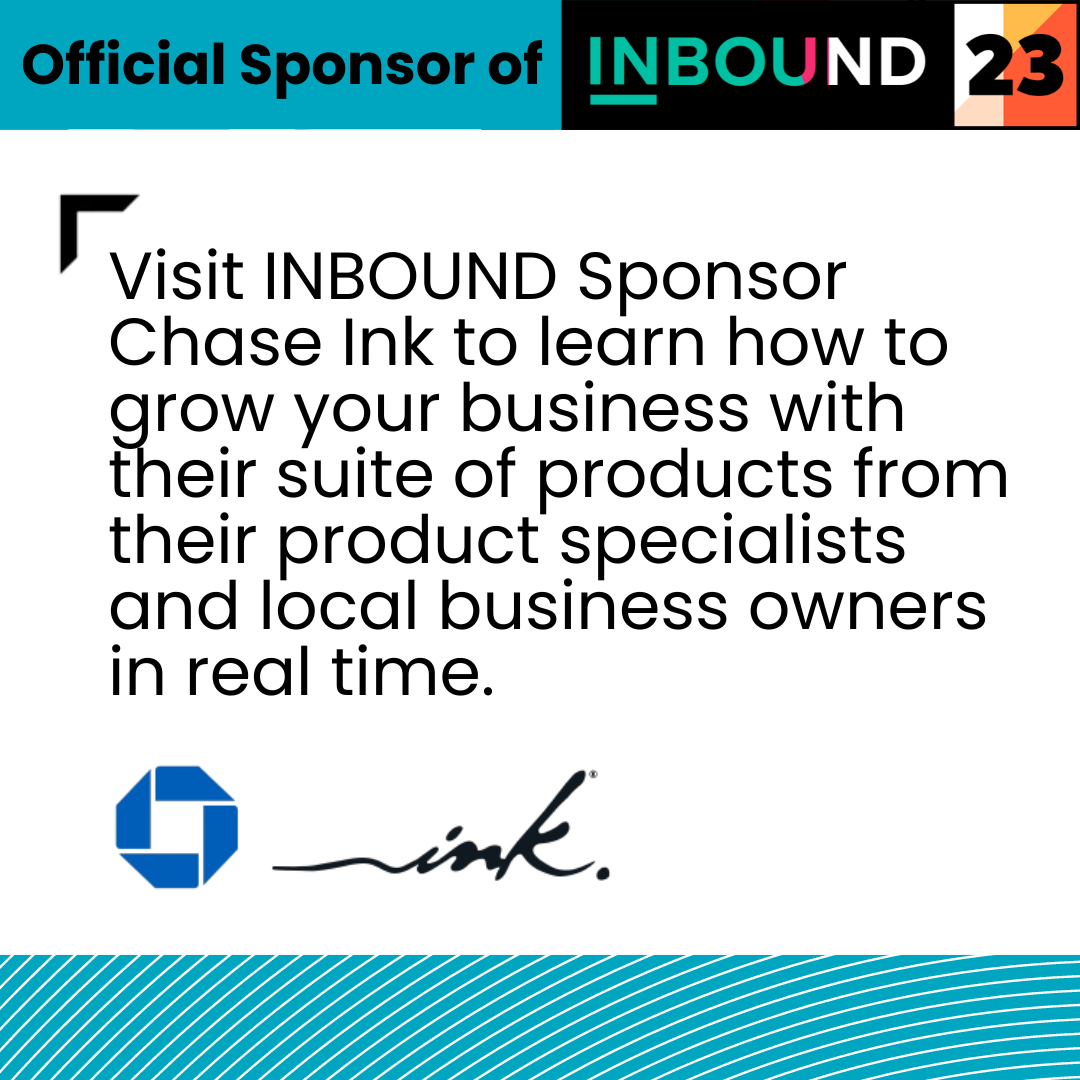 unboundevent's tweet photo. Pay a visit to #INBOUND23 Sponsor #ChaseInk! https://t.co/8sJUNnDgTq