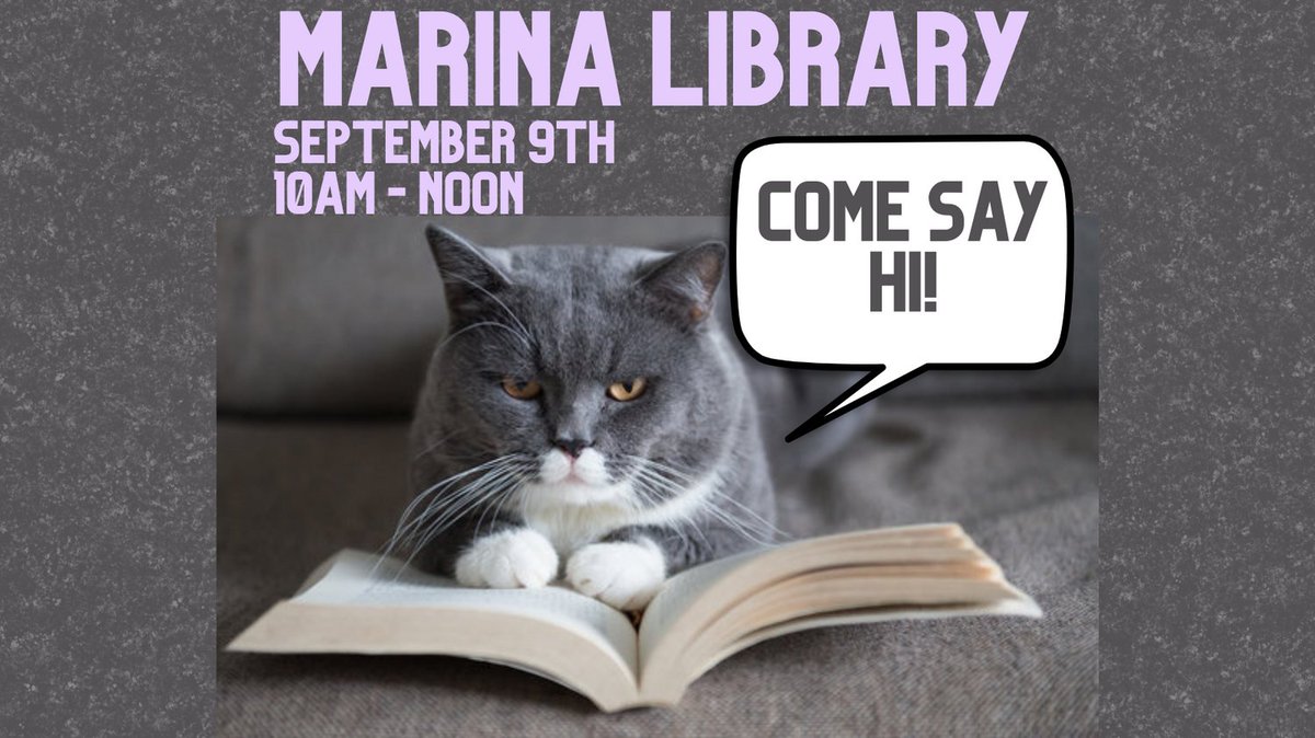 CatsOldies's tweet photo. Golden Oldies will be at the Marina Library Friday, September 9th from 10AM to noon, 190 Seaside Circle! Learn more about us and how you can foster, adopt, or donate!
#rescue #adopt #volunteer #cats #monterey #gocr #ilovecats #nonprofit #adoptdontshop #marina #marinalibrary https://t.co/NMElSD3WL2