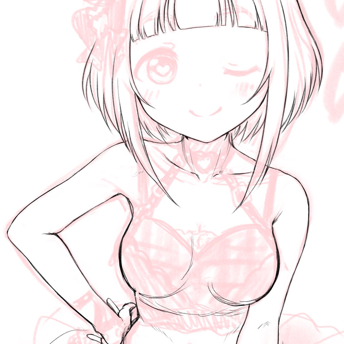 「サクッと描くつもりが肩とか腕こだわってしまっている… 」|紅月みいのイラスト
