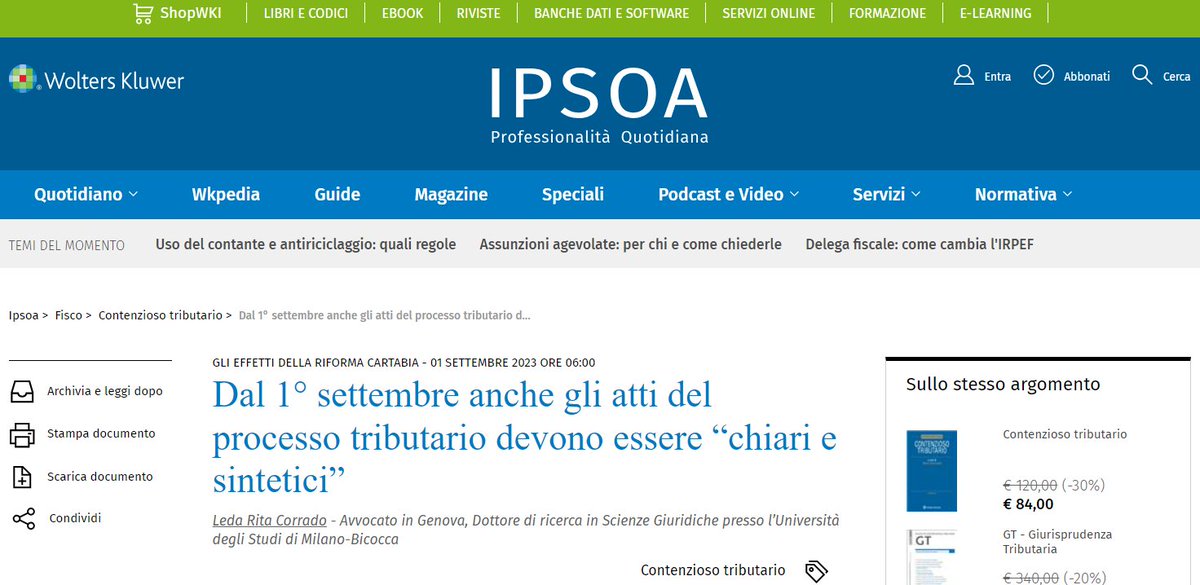 Dal 1° settembre anche gli #atti del #processo tributario devono essere “#chiari e #sintetici”
👉 Il mio articolo per #IpsoaQuotidiano di @Ipsoa: urly.it/3waym
 
#tributi #imposte #tasse
#ipsoa