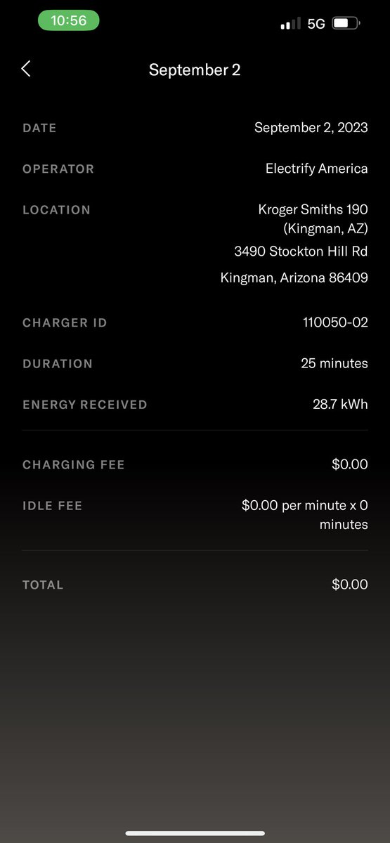 Someone asked if I had to stop and charge on my way to Vegas from Phoenix the other day.  I did stop in Kingman and charged from 126 miles of range to 275 for 25 minutes.  Worked out perfect to grab a bite to eat and use the restroom.  #lucidair #evcharging #electrifyamerica