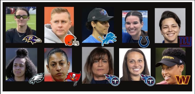 samrap10's tweet photo. The NFL season kicks off tomorrow. 

Incredibly proud that we will do so with 10 full-time women coaches on staffs - an NFL record, and likely the most for any male professional sports league in the world this year. 
#forwardprogress https://t.co/VYuWleWZA1