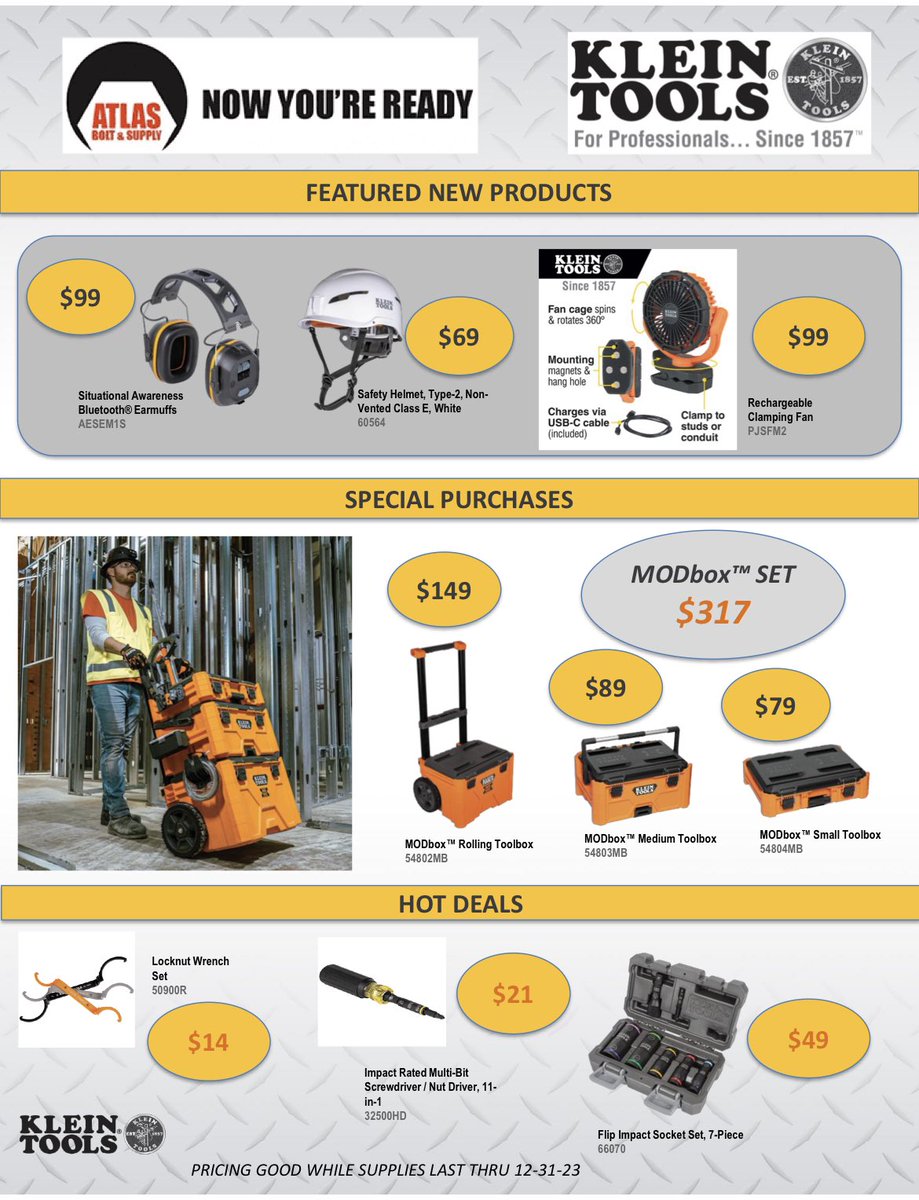 AtlasBolt's tweet image. #kleintools #atlasboltsupply #wheretheprosgo #nowyoureready