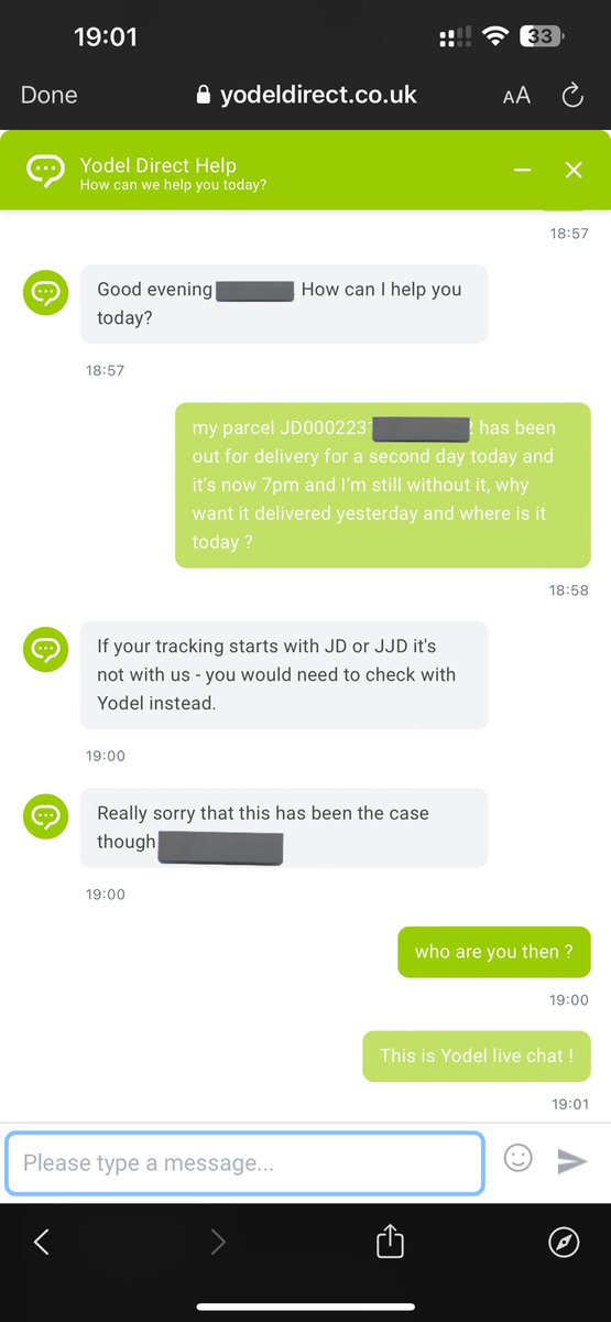 <a href="/YODELhell/">YODELhell</a> so Yodeldirect isn’t Yodel and won’t help with my neighbours delivery 😂😂😂