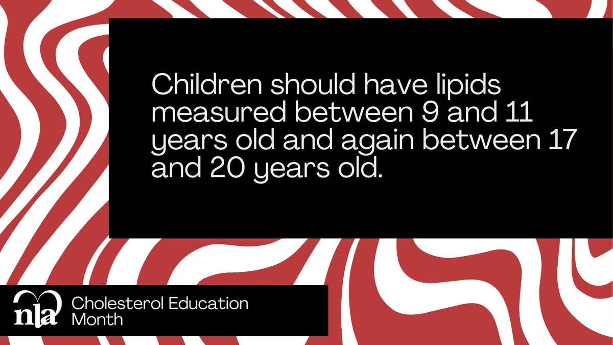 The NLA and the @foundationofnla support the @AmerAcadPeds recommendation that all children should receive dyslipidemia screening between 9-11 and again between 17-21 years old. ow.ly/Wirs50PIpgj