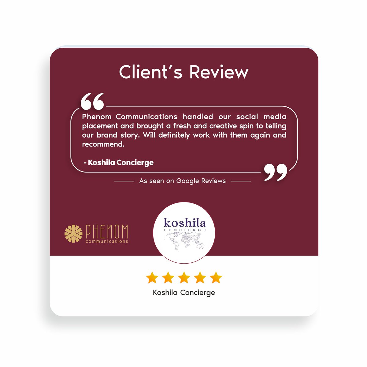 PhenomComms's tweet photo. We love hearing all about our amazing clients’ experiences while working with us.

Your feedback fuels our passion for excellence and helps us serve you better.

Thank you for choosing us. https://t.co/Oda2B2aGtt