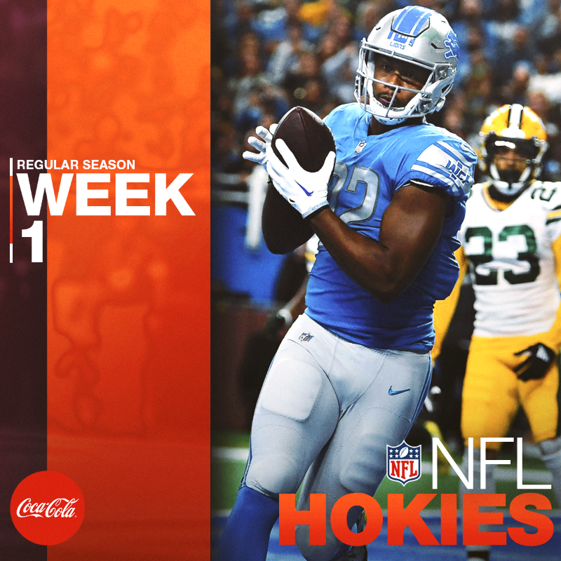 HokiesFB's tweet photo. The @NFL season starts this Thursday! Check out the matchups for our #NFLHokies 🦃⬇️

#ThisIsHome | @CocaCola