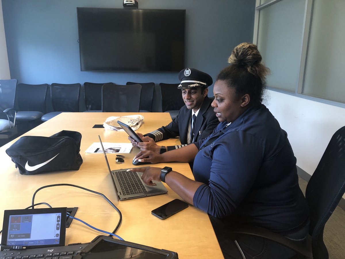 kultyrawat's tweet photo. We are excited to have Ms. Simone Williams and Capt. Jay Shah from Republic Airways to interview our students. Interviews start in 10min…. your pathway to a flourishing career with one of the largest regional airlines in the US starts right here @ECSU #ecsu #vikingsfly #rjet https://t.co/5oXFHPQseT