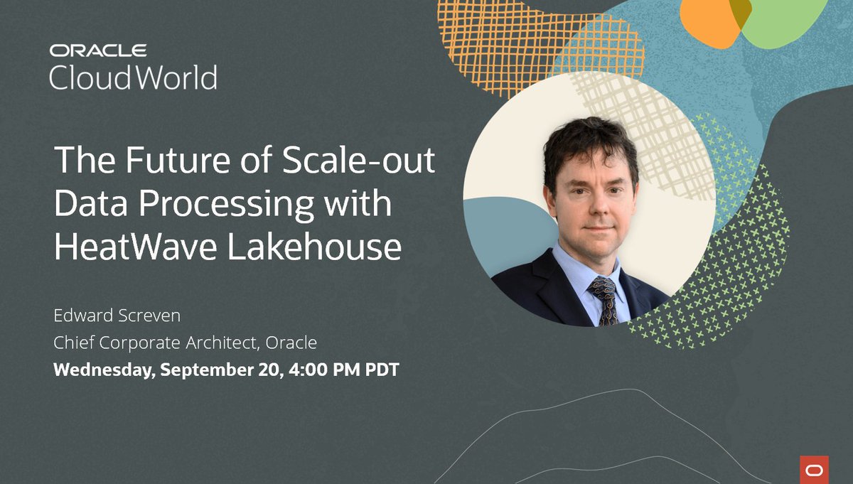 Day minus 14, have you registered for the Oracle #ClouldWorld Keynote: “The Future of Scale-out Data Processing with HeatWave Lakehouse” yet? Join us in  Las Vegas or sign up for free for CloudWorld On Air to see it live-streamed. social.ora.cl/6017PID7b