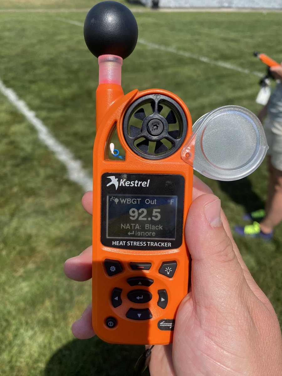 muhl_ATCs's tweet photo. @KestrelWeather WBGT reading today hit 92.5, meaning all practices must be moved indoors or cancelled. Please reach out to your coach regarding your teams practice adjustment. @K_S_Institute https://t.co/gCdJGUnh8D
